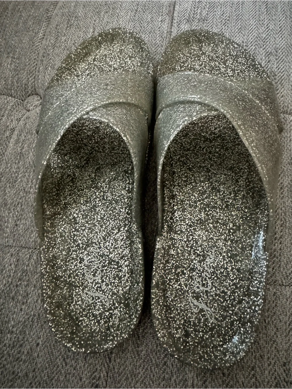 Like New, JCrew sparkly cross strap sandals .